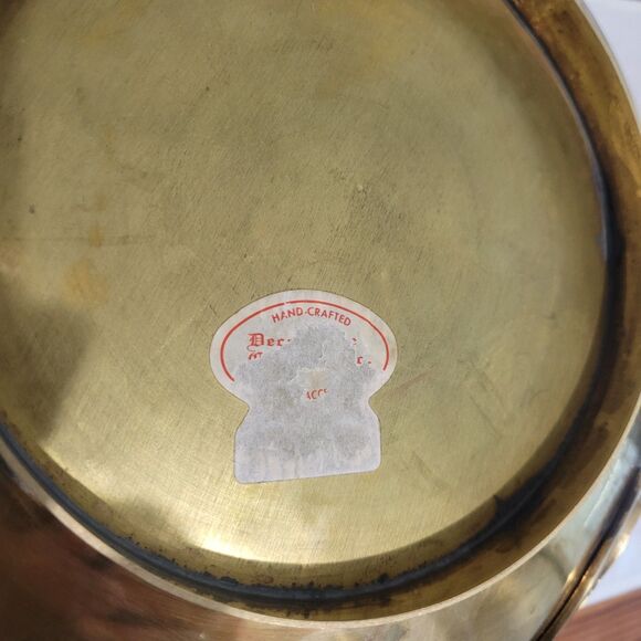 Large Vintage Brass Bowl with Chinese Characters Chinoiserie MCM Patina planter - Picture 9 of 15